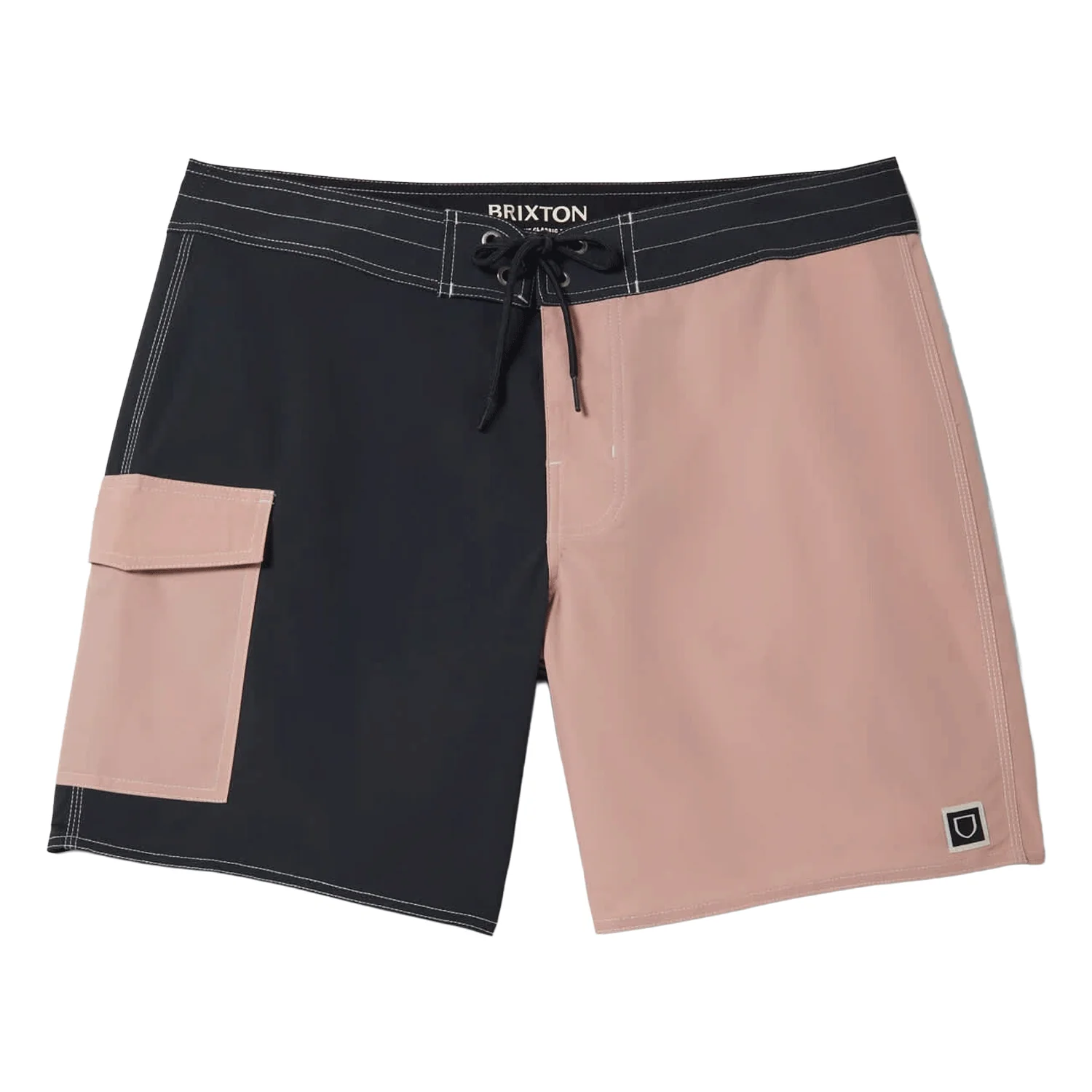 Brixton Men's Classic Trunk 17" Short Black/Silver Pink