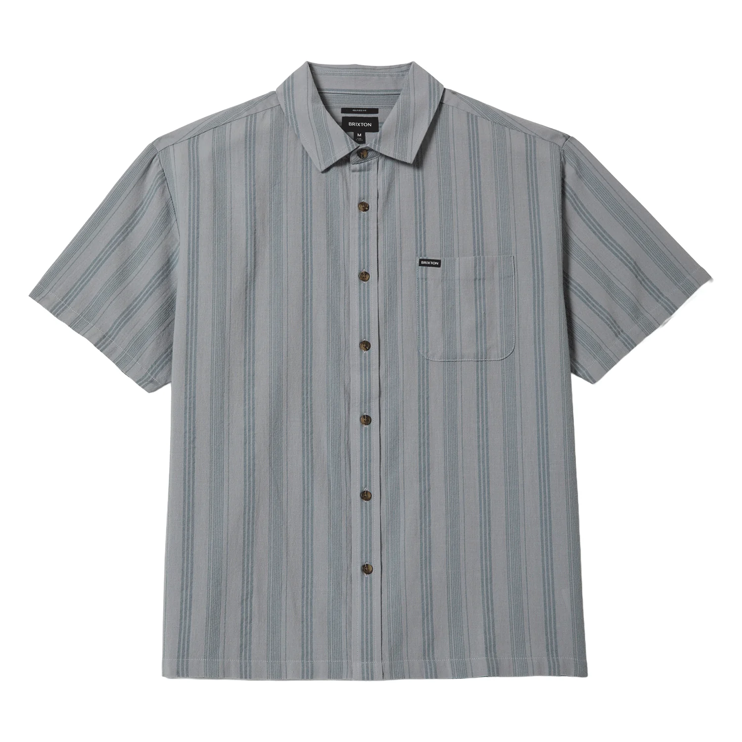 Brixton Men's Cru Striped Dobby S/S Woven Shirt Off Trooper