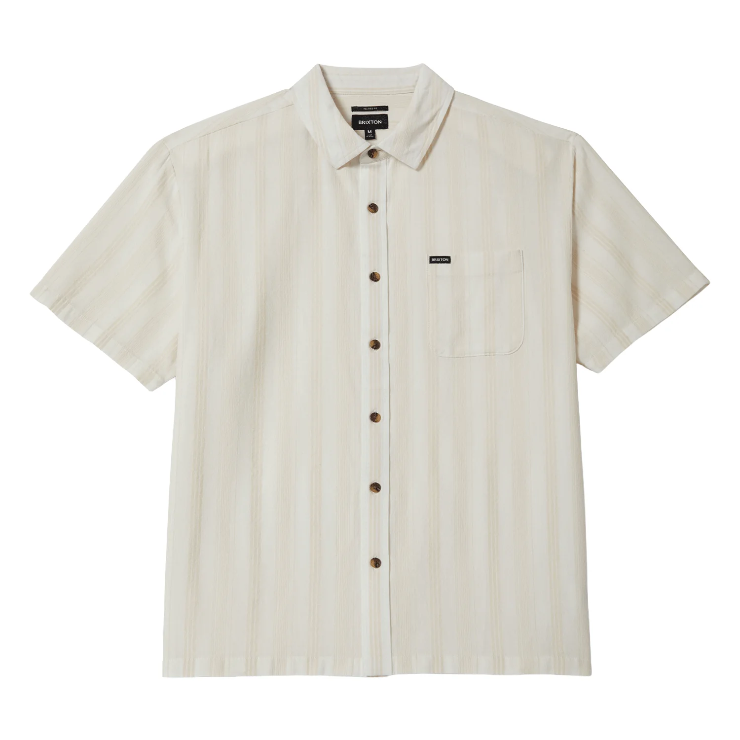 Brixton Men's Cru Striped Dobby S/S Woven Shirt Off White