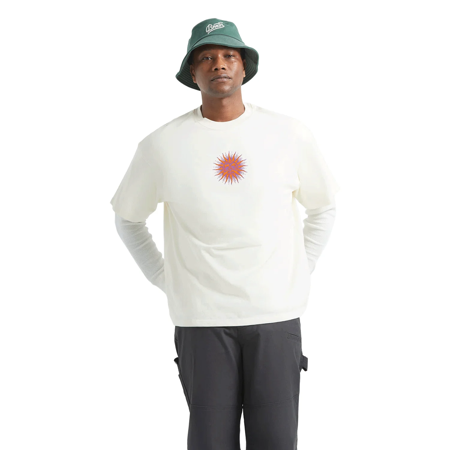 Brixton Men's Zephyr Oversized T Shirt Cream