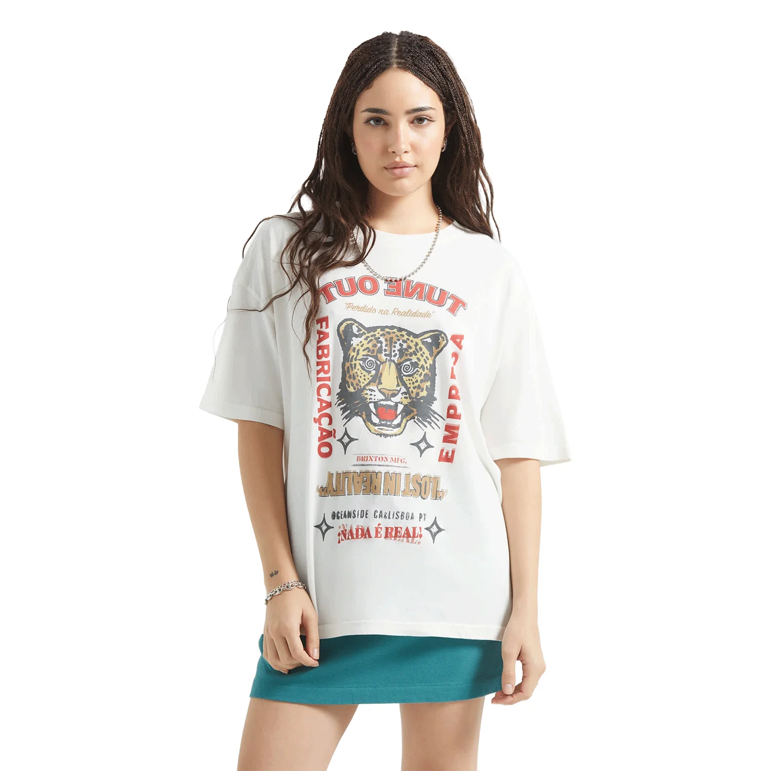 Brixton Women's The Getaway Oversized BF T Shirt Vintage White