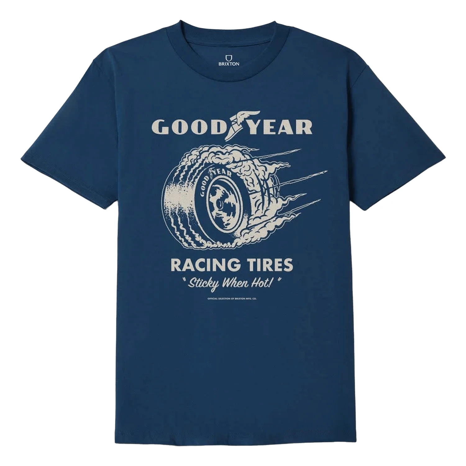 Brixton x Goodyear Men's Cheater Slick Standard T Shirt Navy