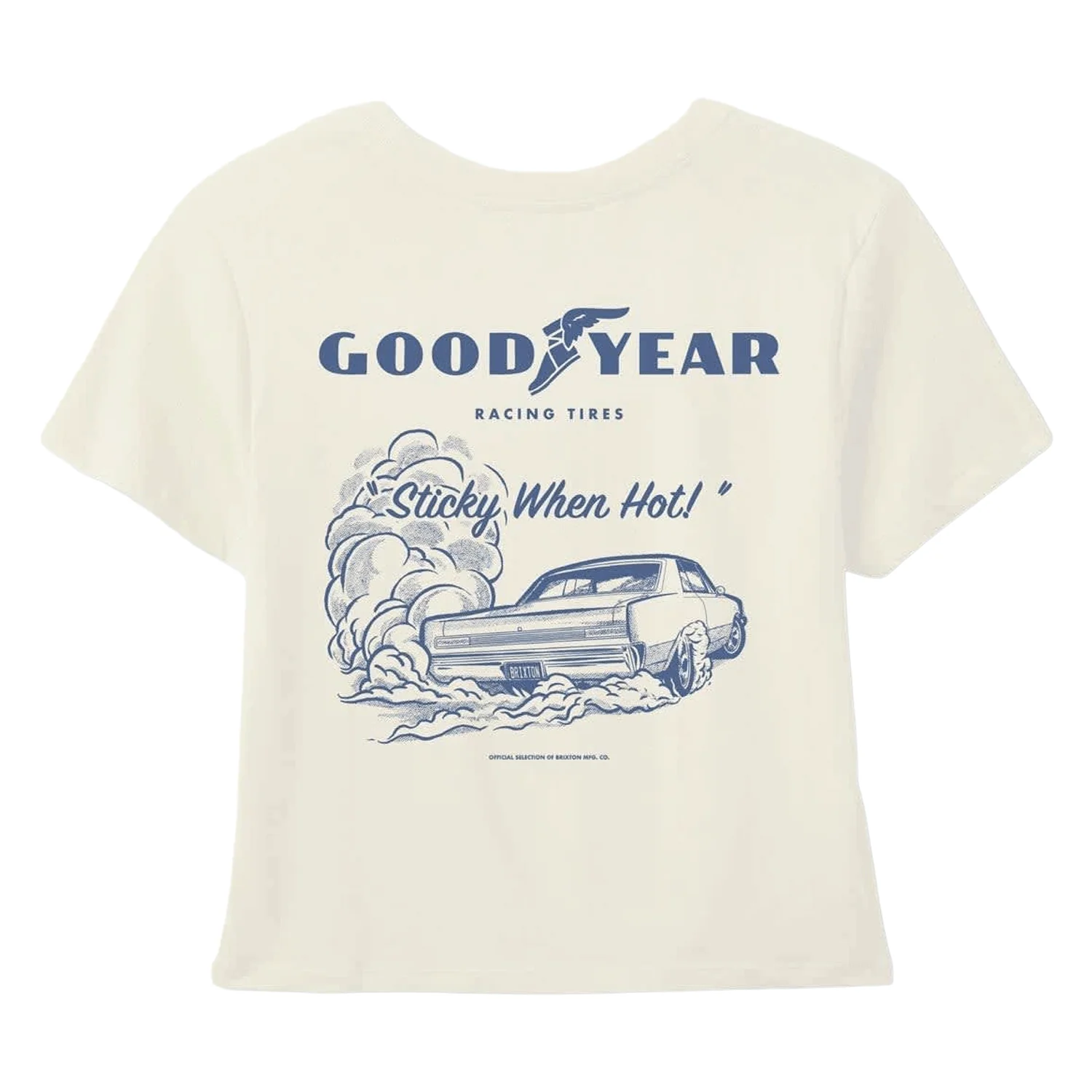 Brixton x Goodyear Women's Burnout Boxy Crew T Shirt Off White