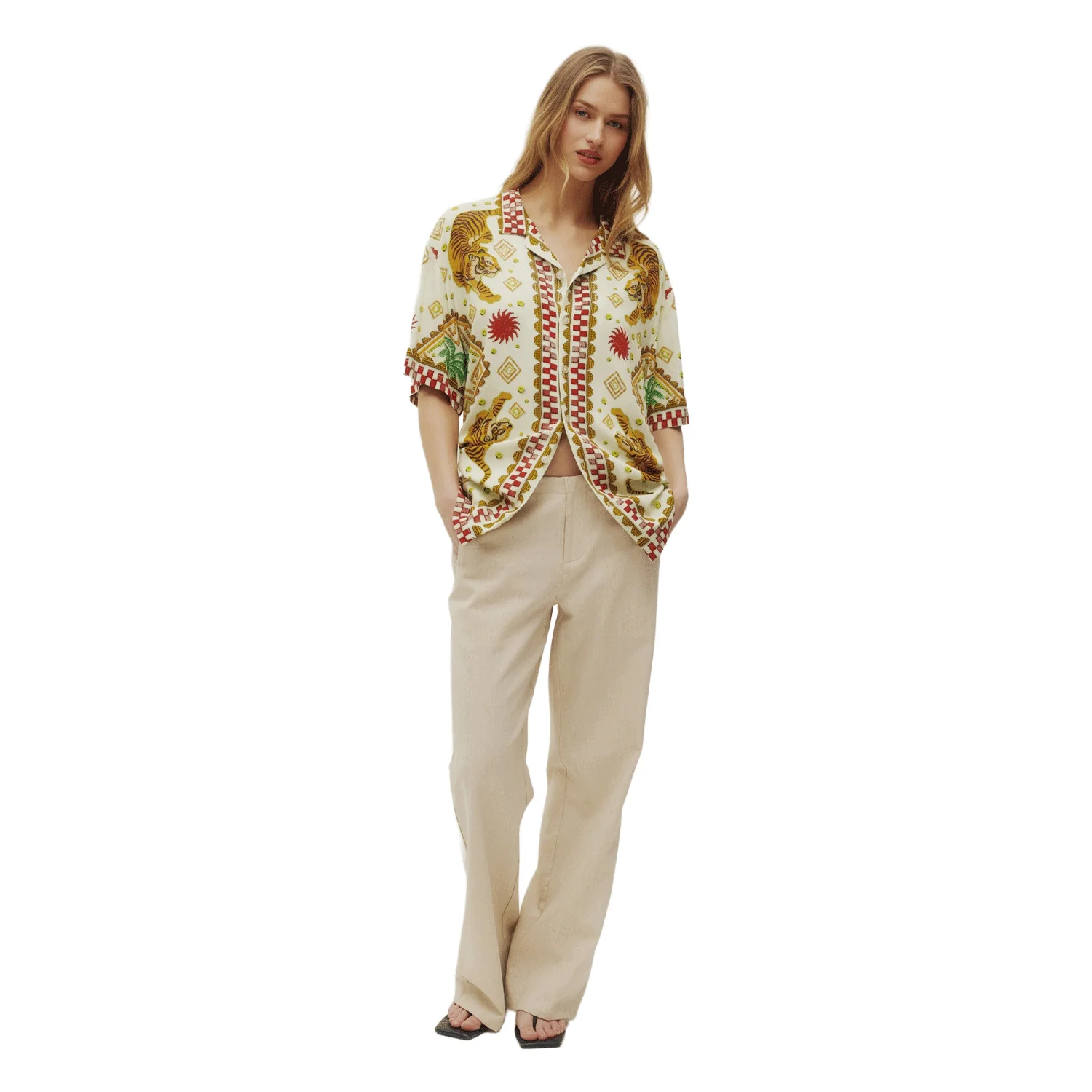 Kuwalla-Tee Women's Beach Shirt Tiger Cream