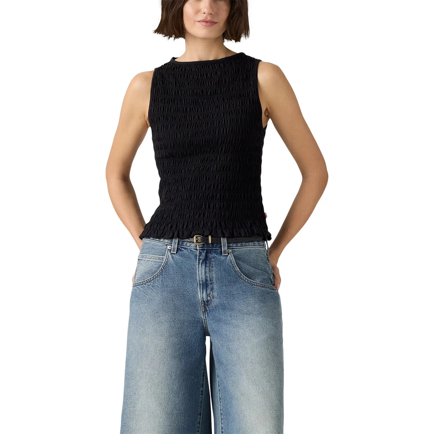 Levis Women's Bella Smocked Top Anthracite Night