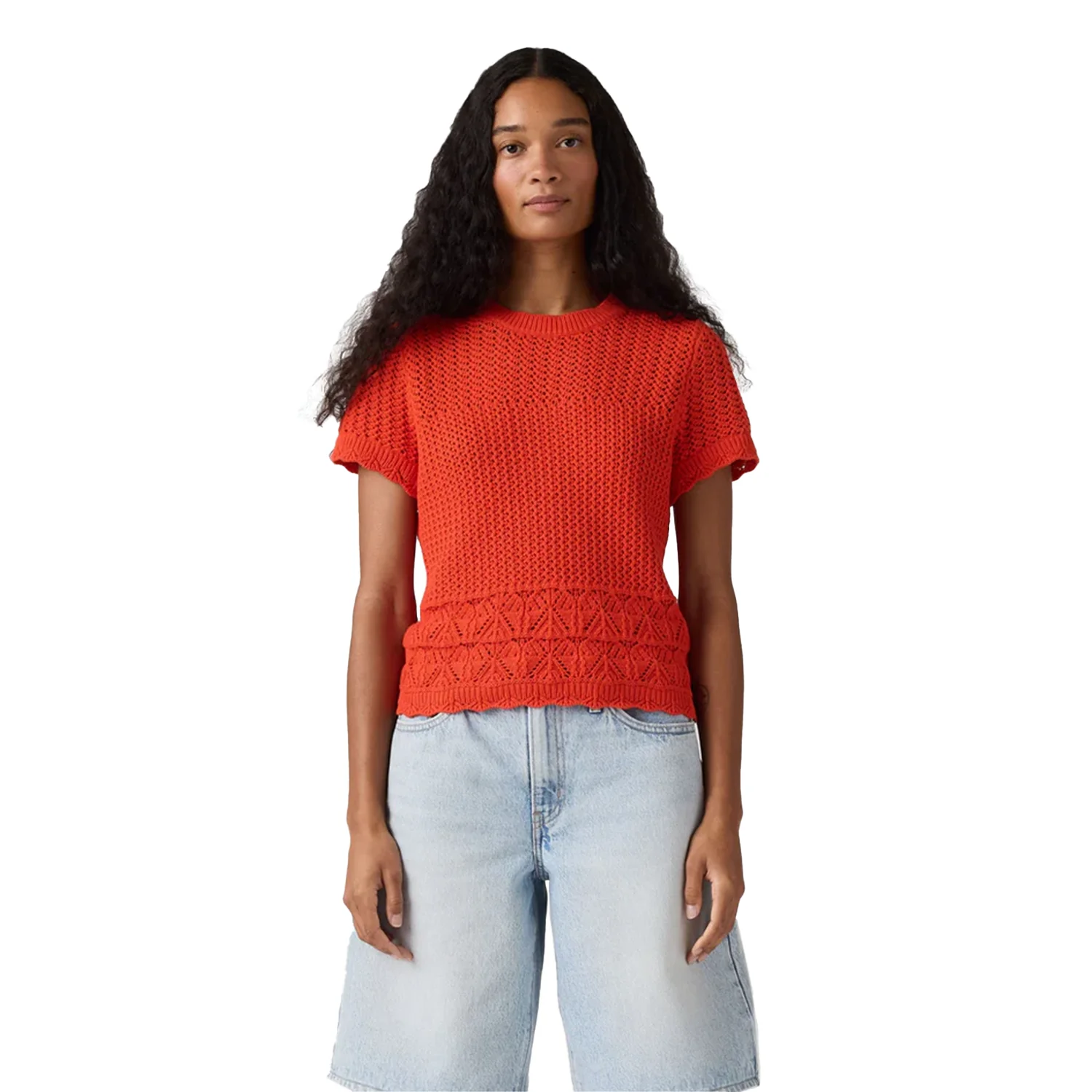 Levis Women's Isabelle Crochet S/S Sweater Signal Red