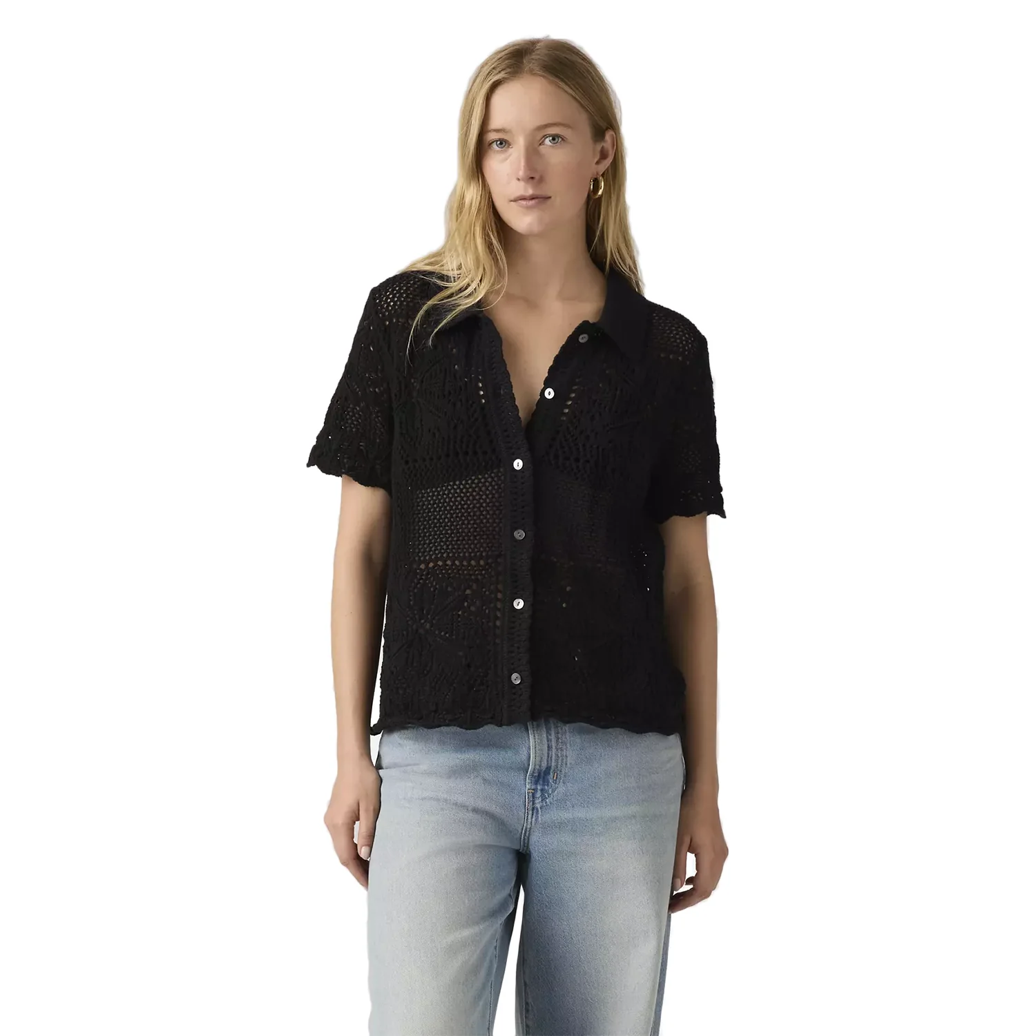 Levis Women's Susanna Floral Crochet Shirt Anthracite Night