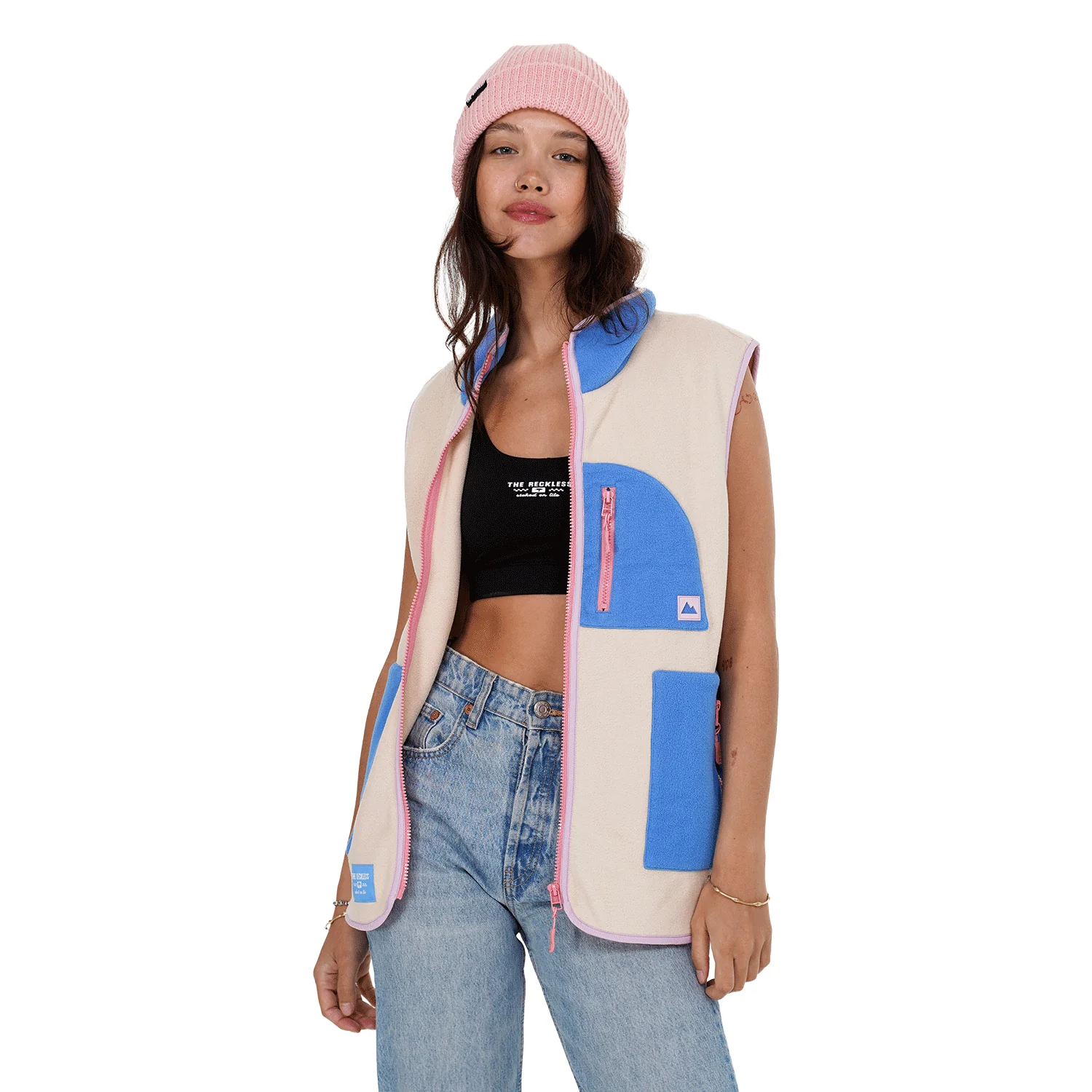 Notice the Reckless Women's Overland Vest Cream/Blue/Coral