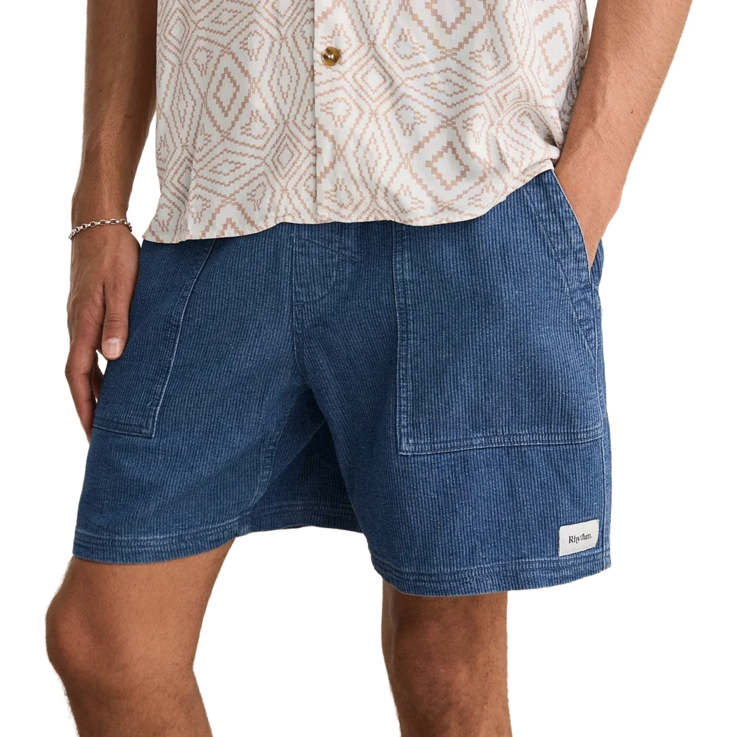 Rhythm Men's Textured Wale Jam Short Washed Indigo