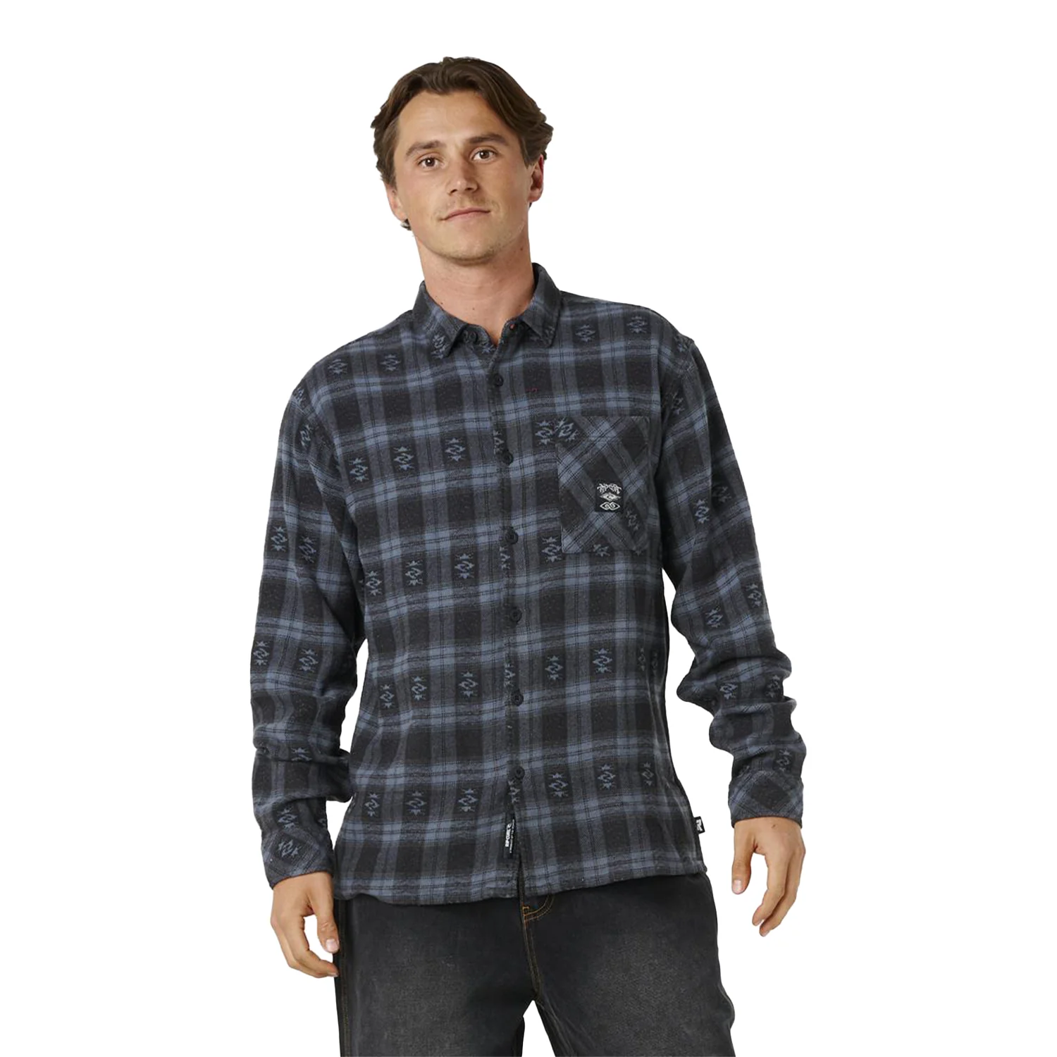 Rip Curl Men's Liquid Trips Flannel Shirt Washed Black