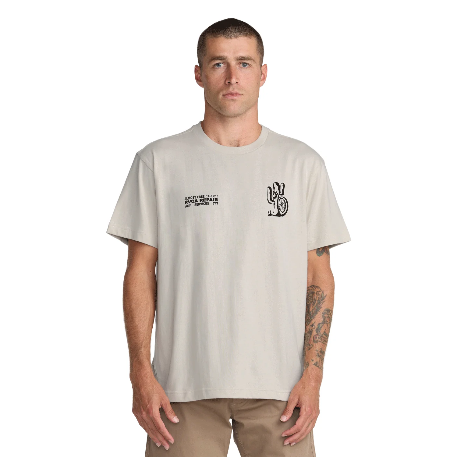 RVCA Men's Cycle Service T Shirt Ceramic