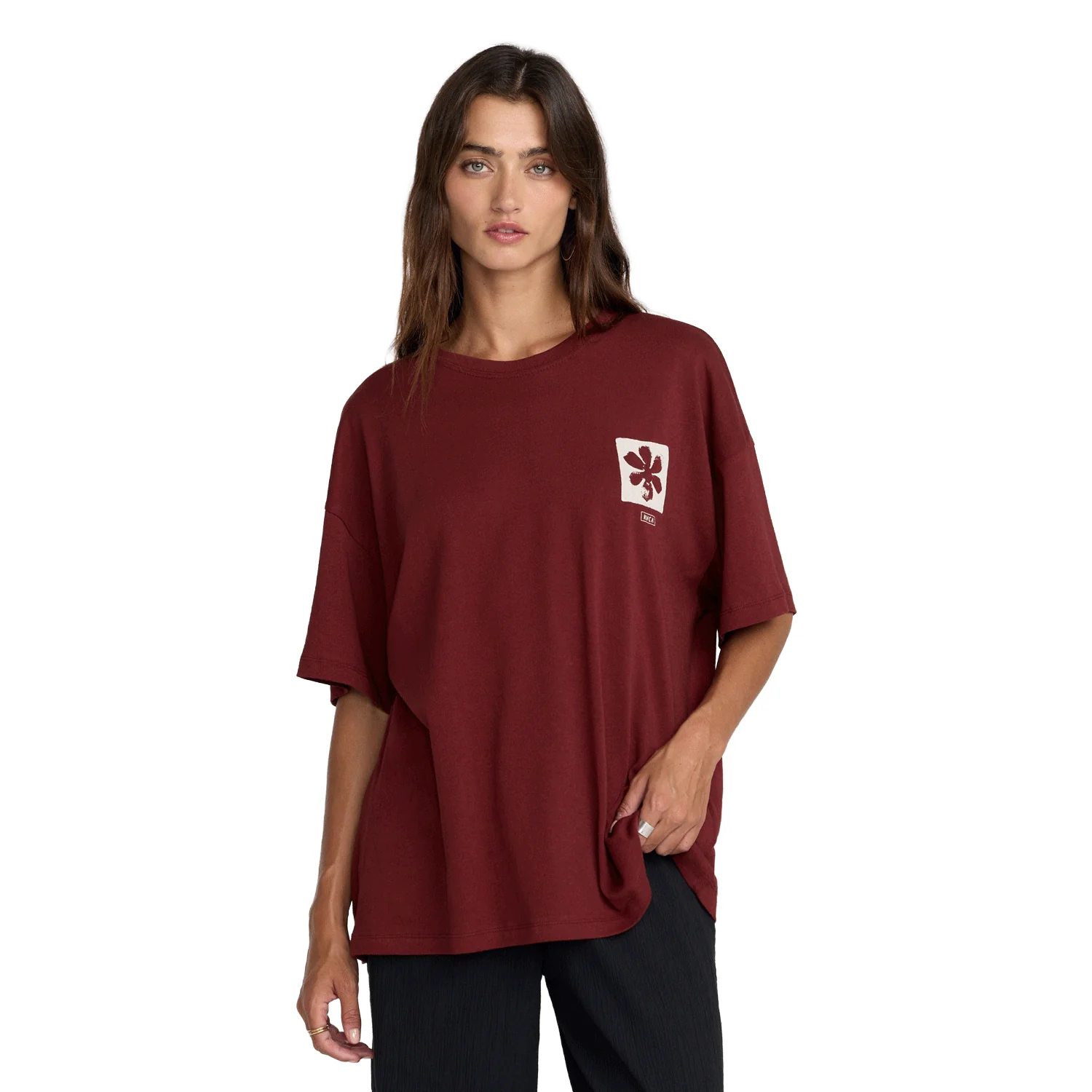 RVCA Women's Open Minds BF T Shirt Madder Brown