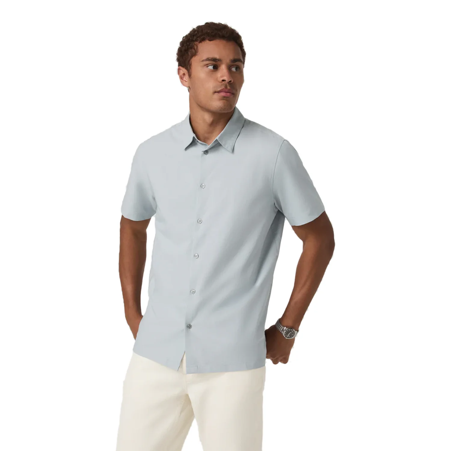 Vuori Men's Manhattan S/S Shirt Harbor Grey