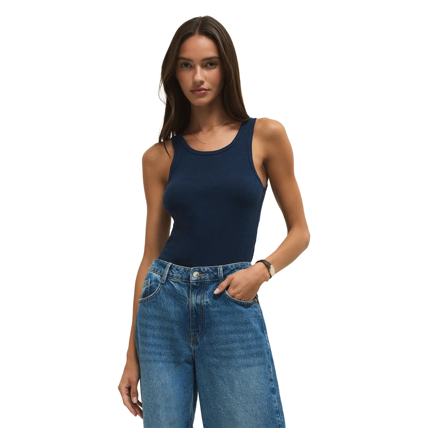 Z Supply Women's Classic Slub Scoop Tank Indigo