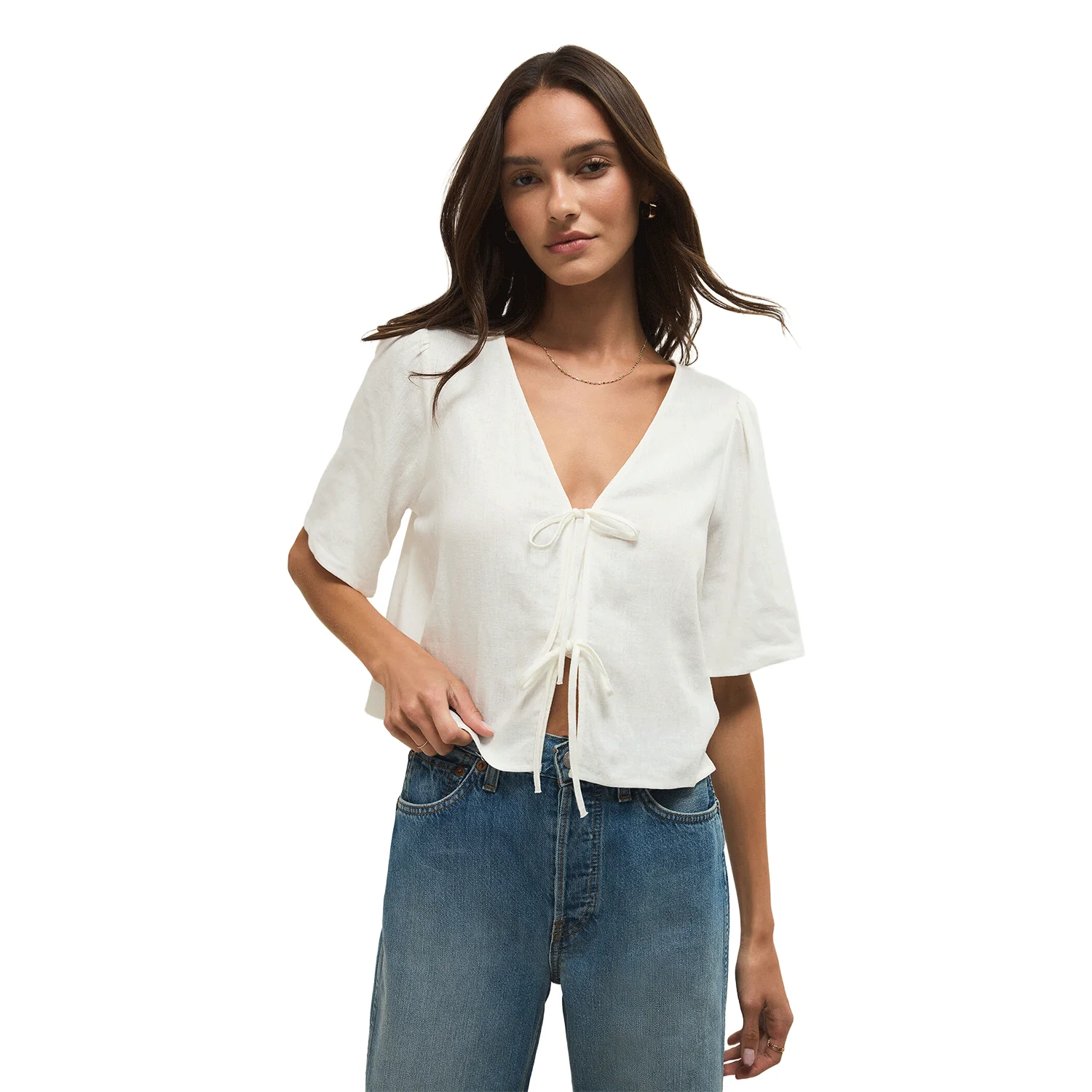 Z Supply Women's La Belle Linen Top White