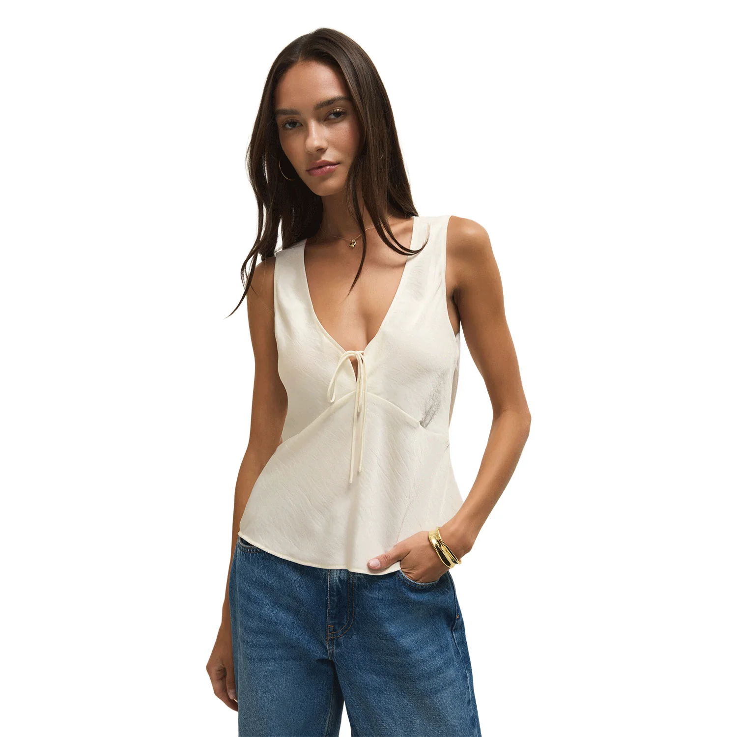 Z Supply Women's Luana Satin Top Cloud