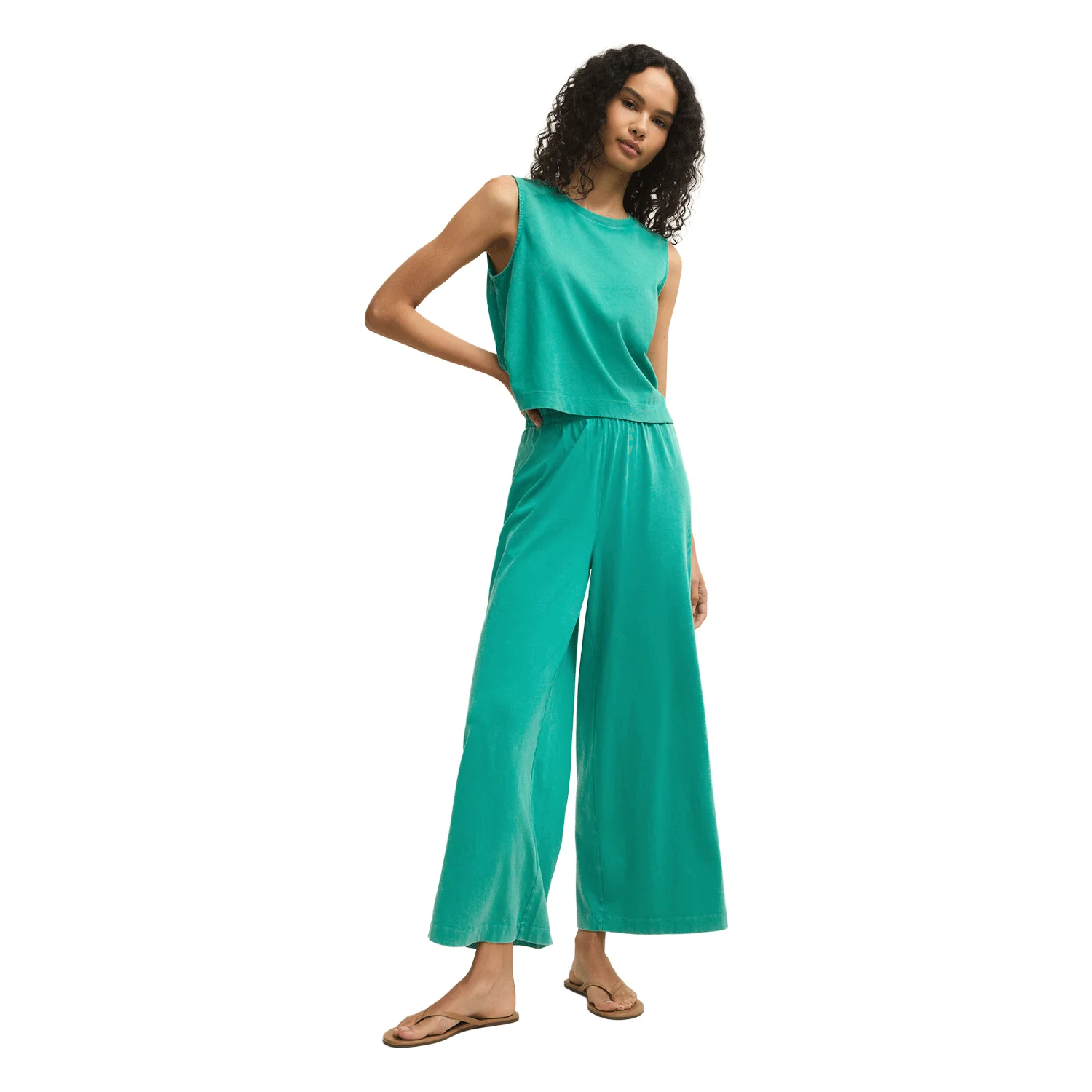 Z Supply Women's Scout Jersey Crop Flare Pant La Palma